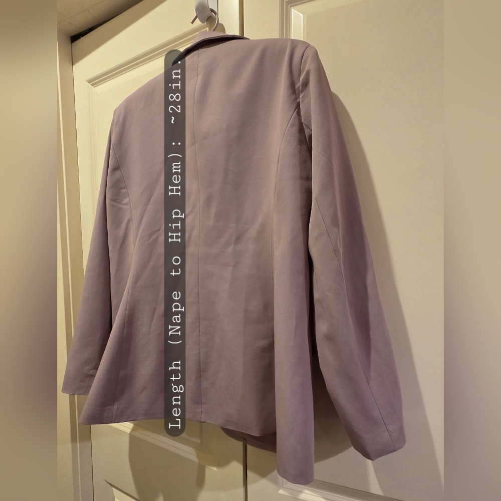 Women's Lilac Single-Button Blazer Jacket - Picture 5 of 9